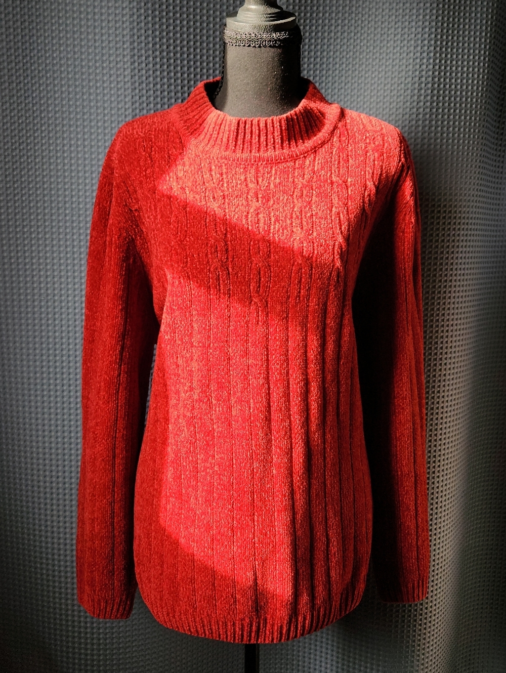Alfred Dunner Burgundy Chenille Knit Sweater